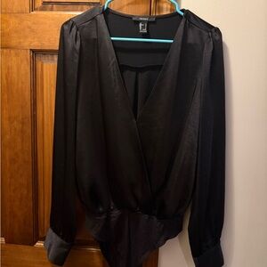 Forever 21 Black Satin Bodysuit
